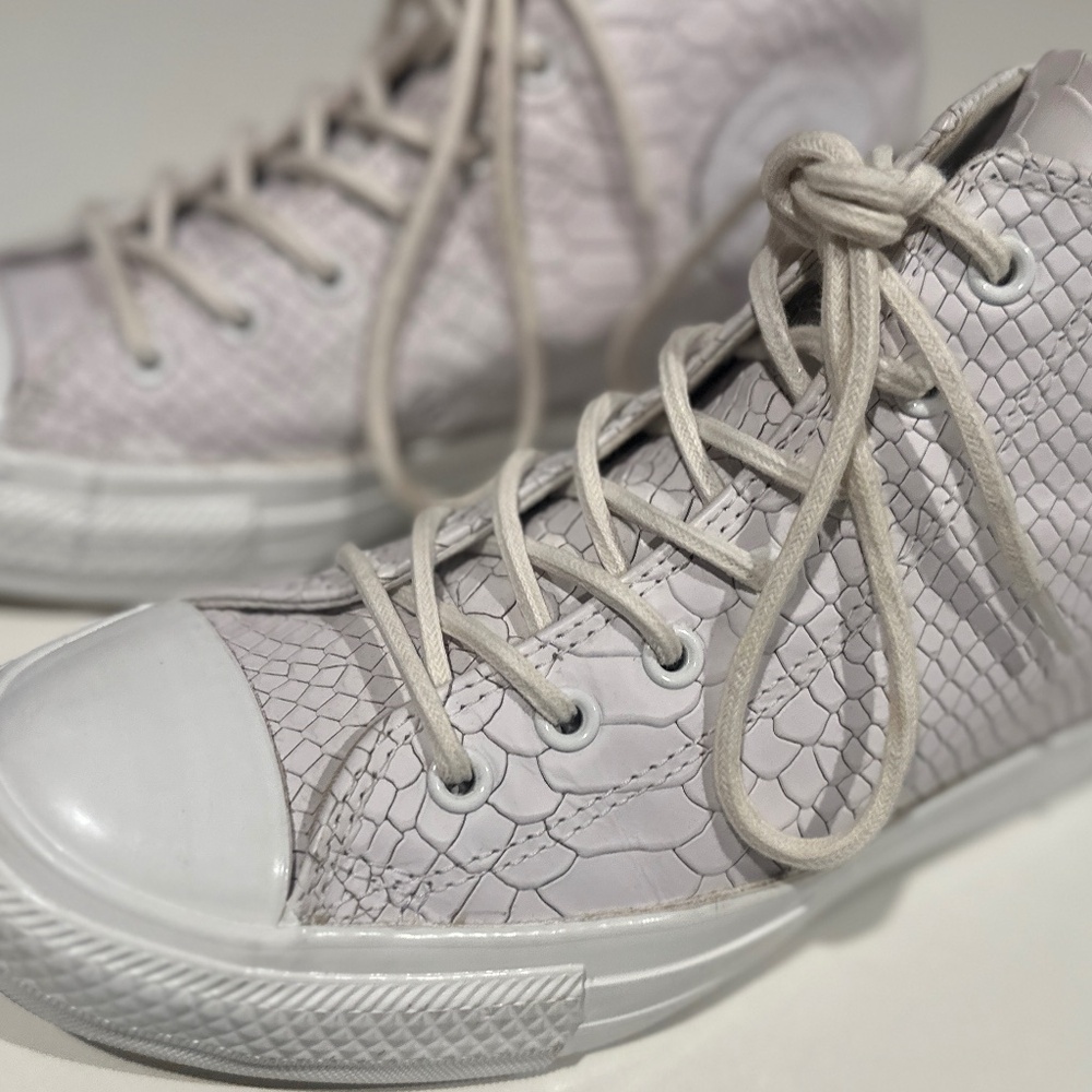 Converse Chuck Taylor Lux Mid Hidden Wedge White Python Leather Women's 8 - Picture 5 of 11